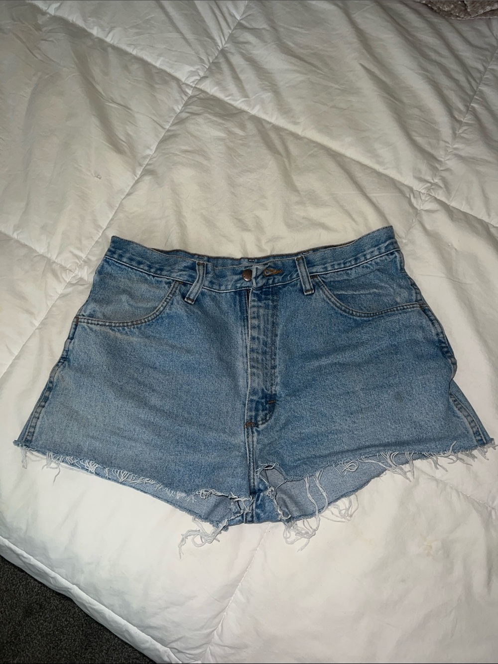 Rustler Light Blue Denim Frayed Hem Jean Shorts